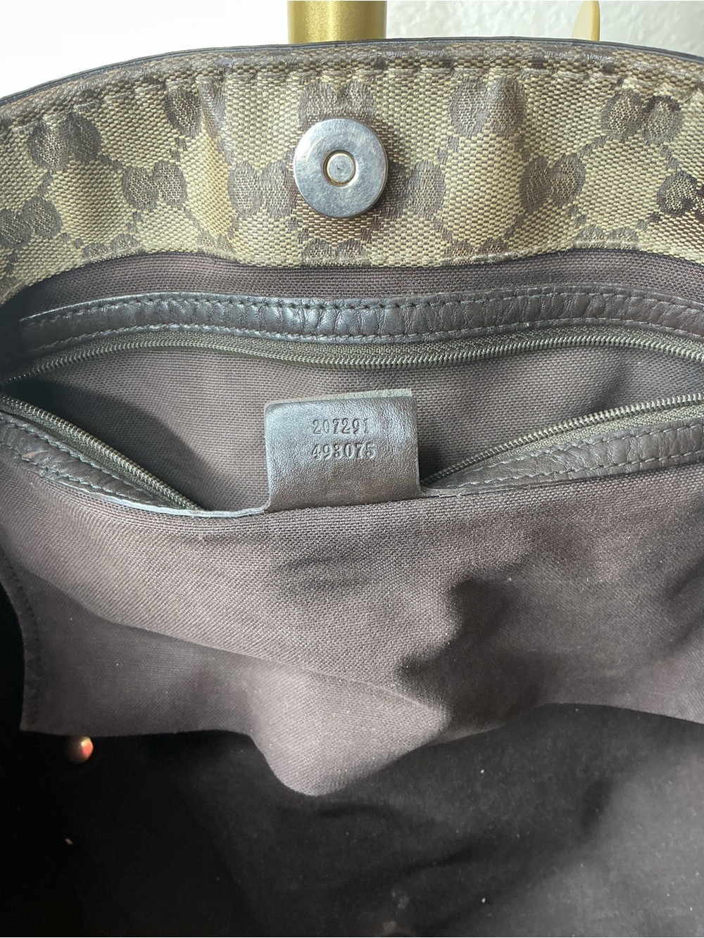 Gucci Brown Monogram Tote Bag with Stud Trim - Picture 8 of 16